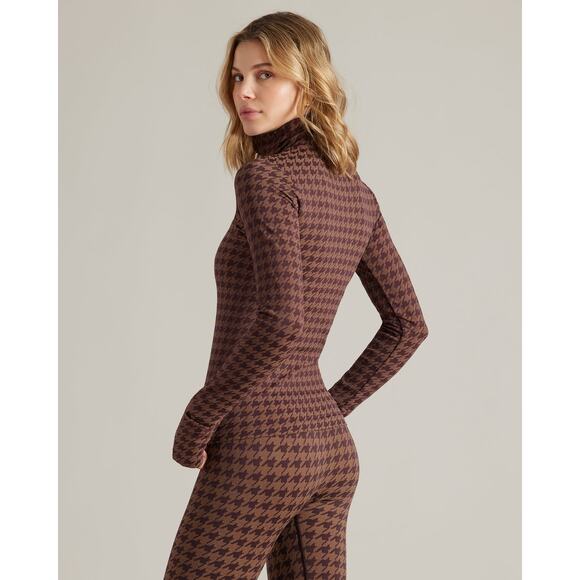 Rhone Brown Berry Houndstooth Seamless 1/4 Zip - Picture 2 of 5